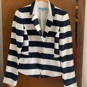Striped navy blue and white blazer